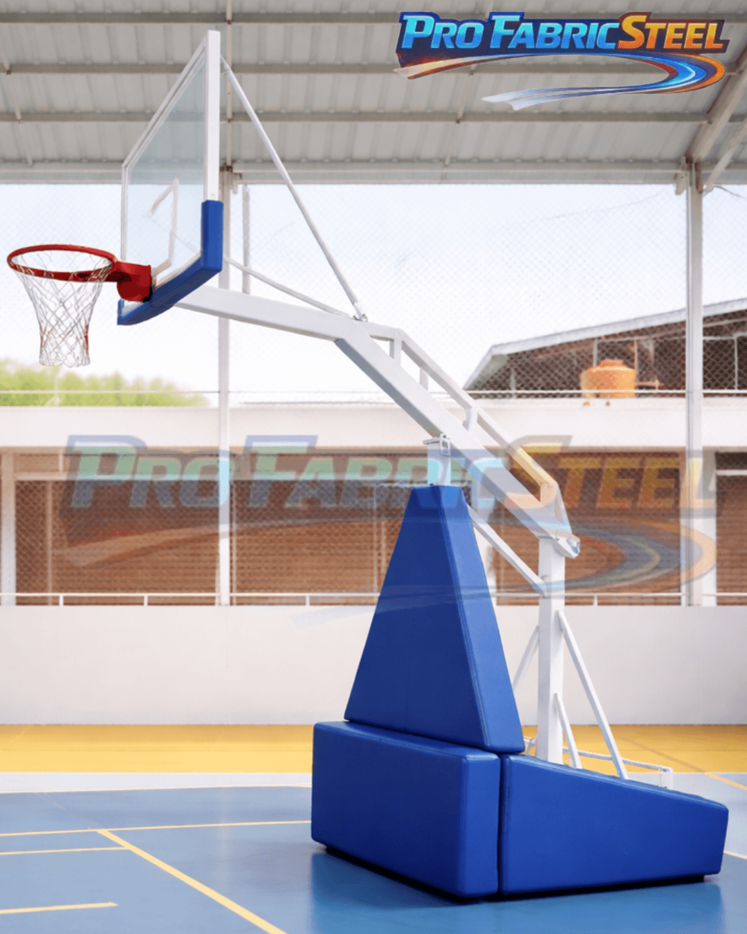 Ring Basket Portable Dewasa Standar FIBA – Tiang Basket Pindah Roda Papan Akrilik 10mm Besi Hollow