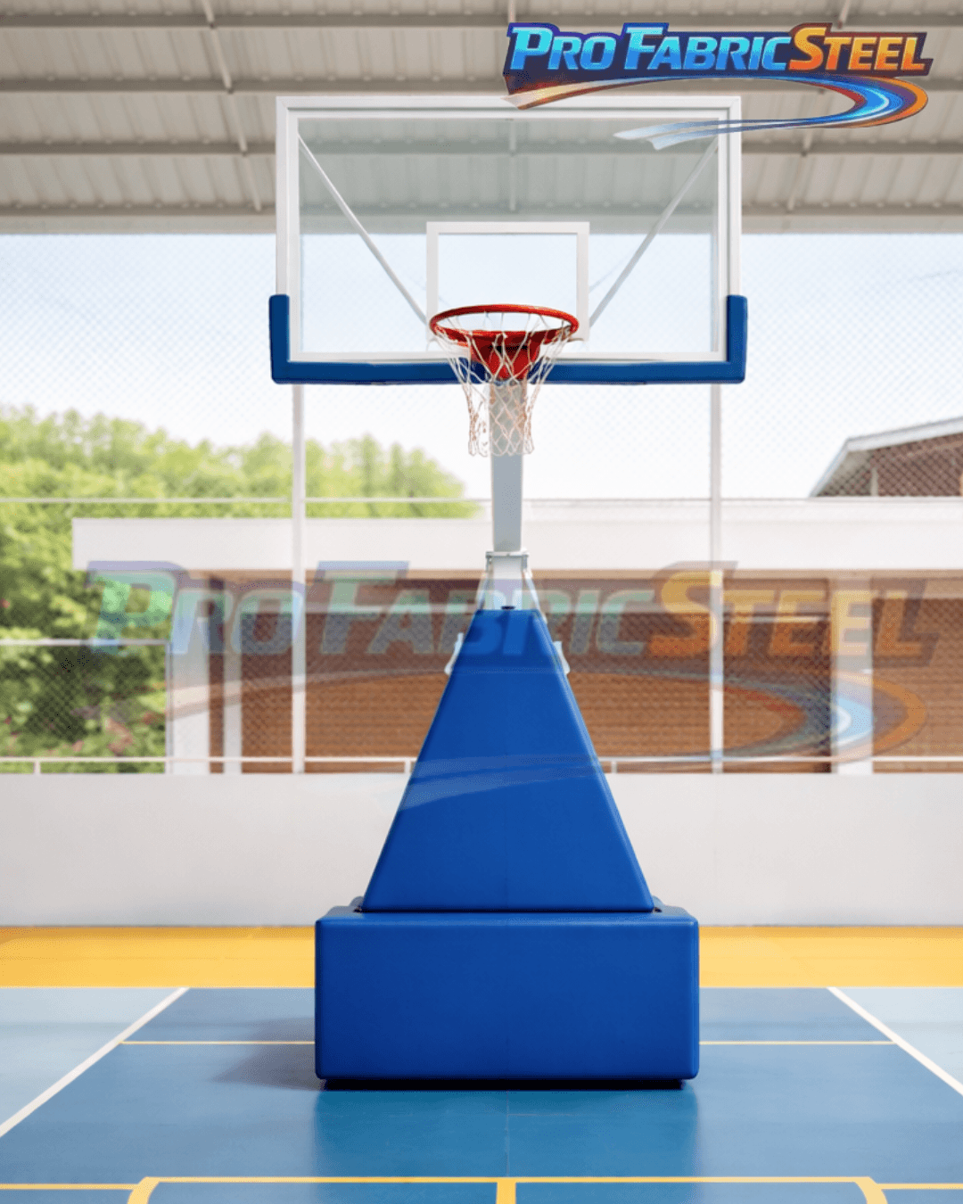 Ring Basket Portable Dewasa Standar FIBA – Tiang Basket Pindah Roda Papan Akrilik 10mm Besi Hollow foto 3