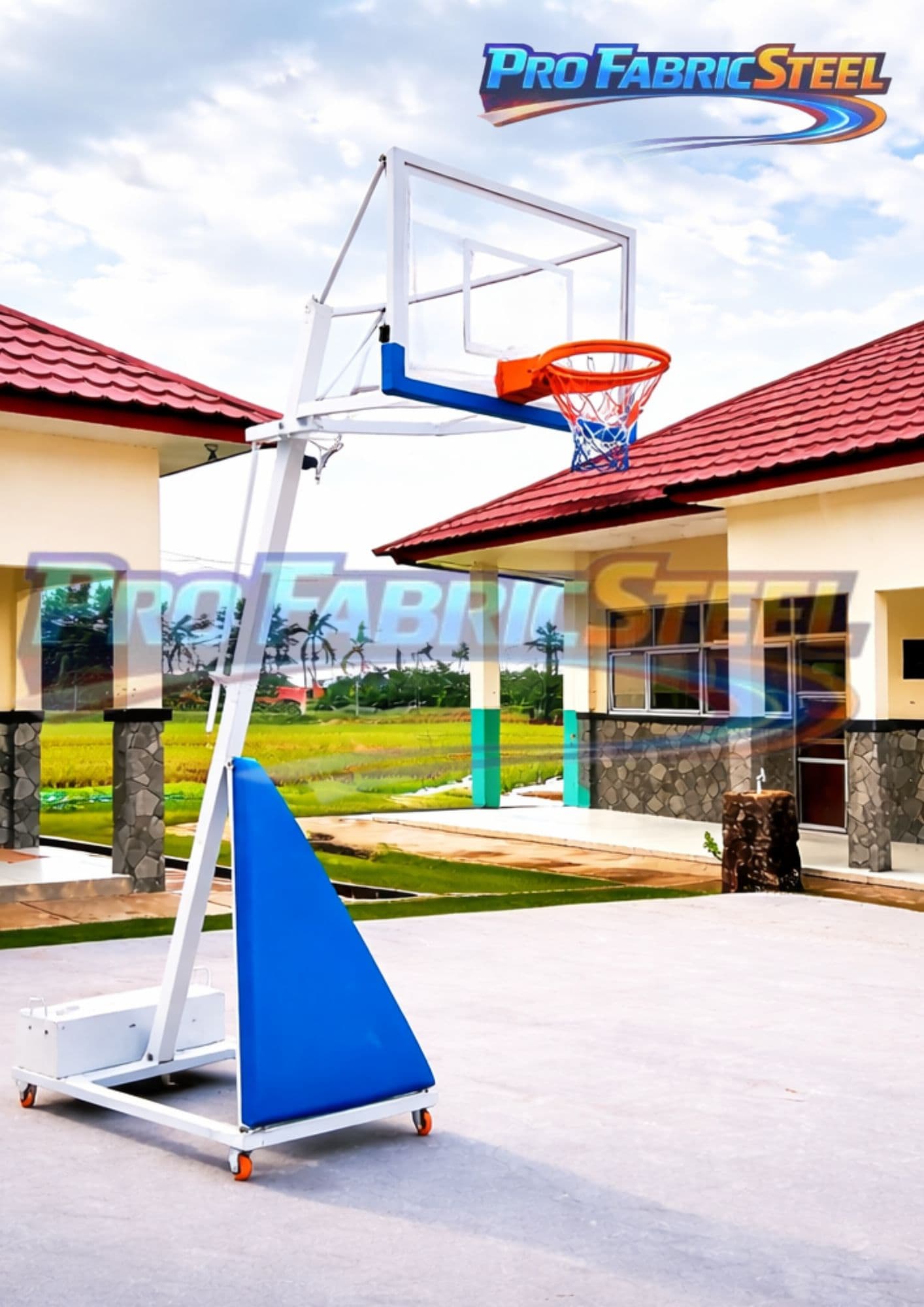 Tiang Ring Basket Portable SD SMP SMK – Ring Basket Sekolah Adjustable Akrilik 8mm Besi Hollow foto 2