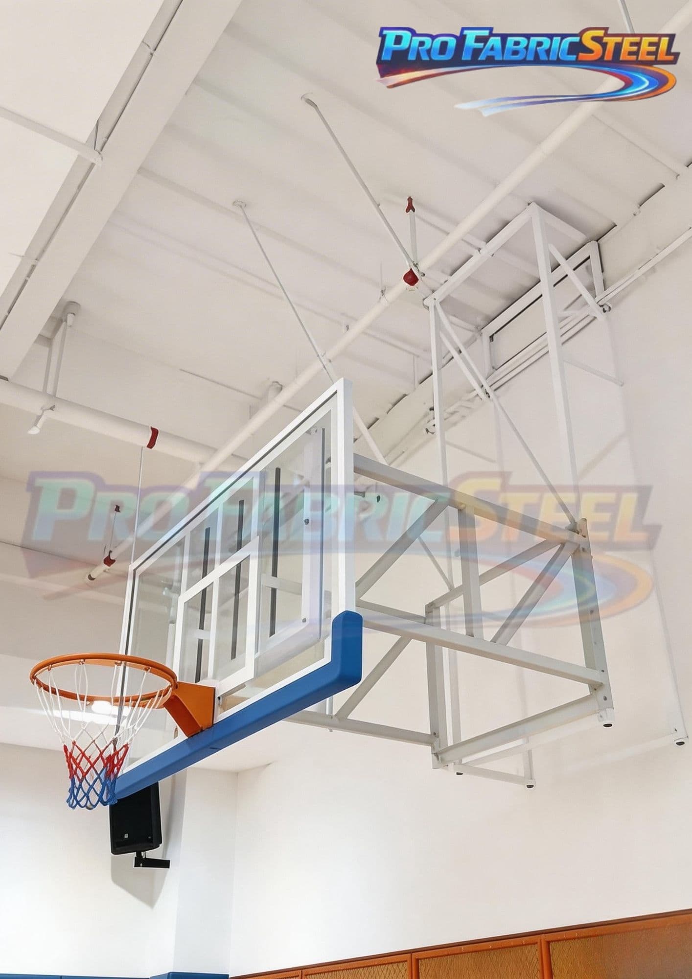 Ring Basket Dinding Adjustable FIBA – Ring Basket Tembok Kuat Fleksibel Untuk Sekolah & Lapangan foto 2