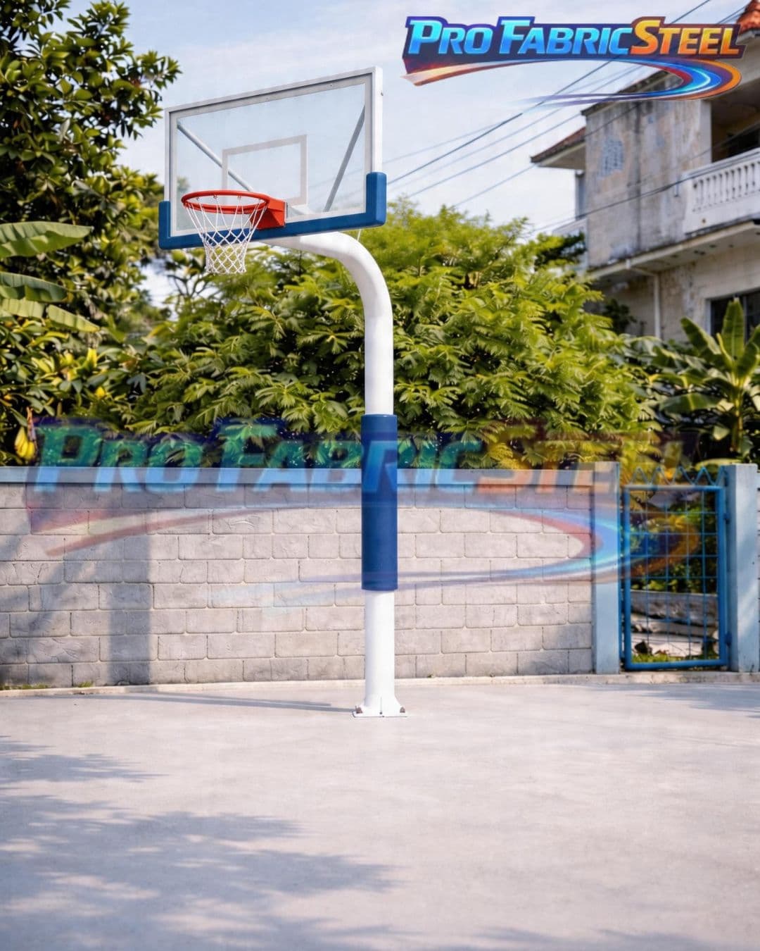 Tiang Ring Basket Tanam Outdoor – Tiang Basket Besi Pipa 4 Inch Papan Akrilik 8mm Ring 2 Per foto 2