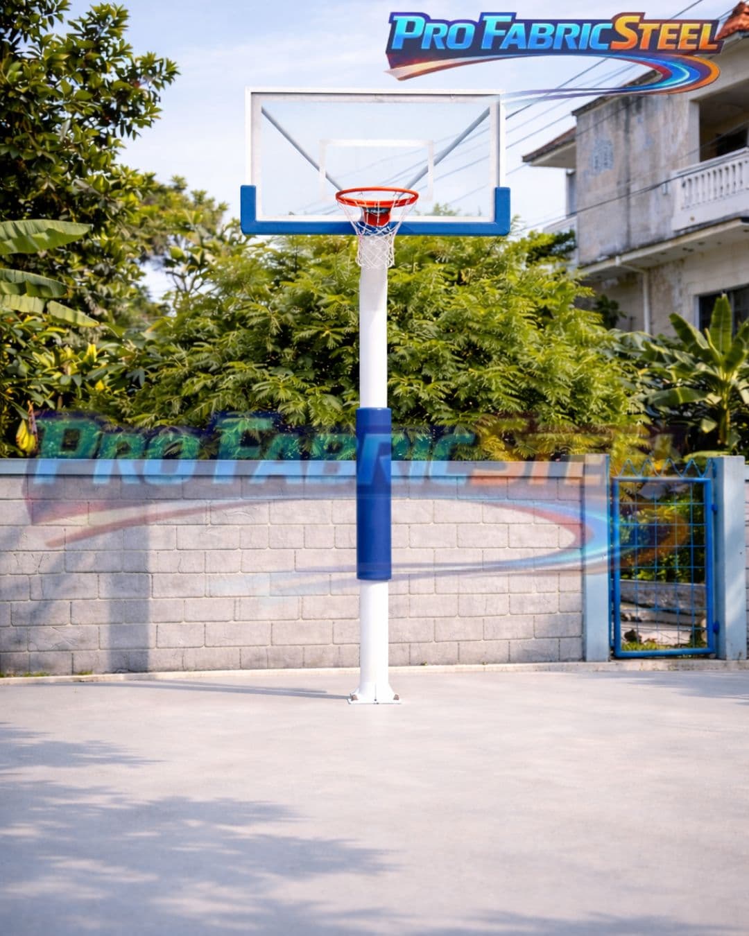 Tiang Ring Basket Tanam Outdoor – Tiang Basket Besi Pipa 4 Inch Papan Akrilik 8mm Ring 2 Per foto 3