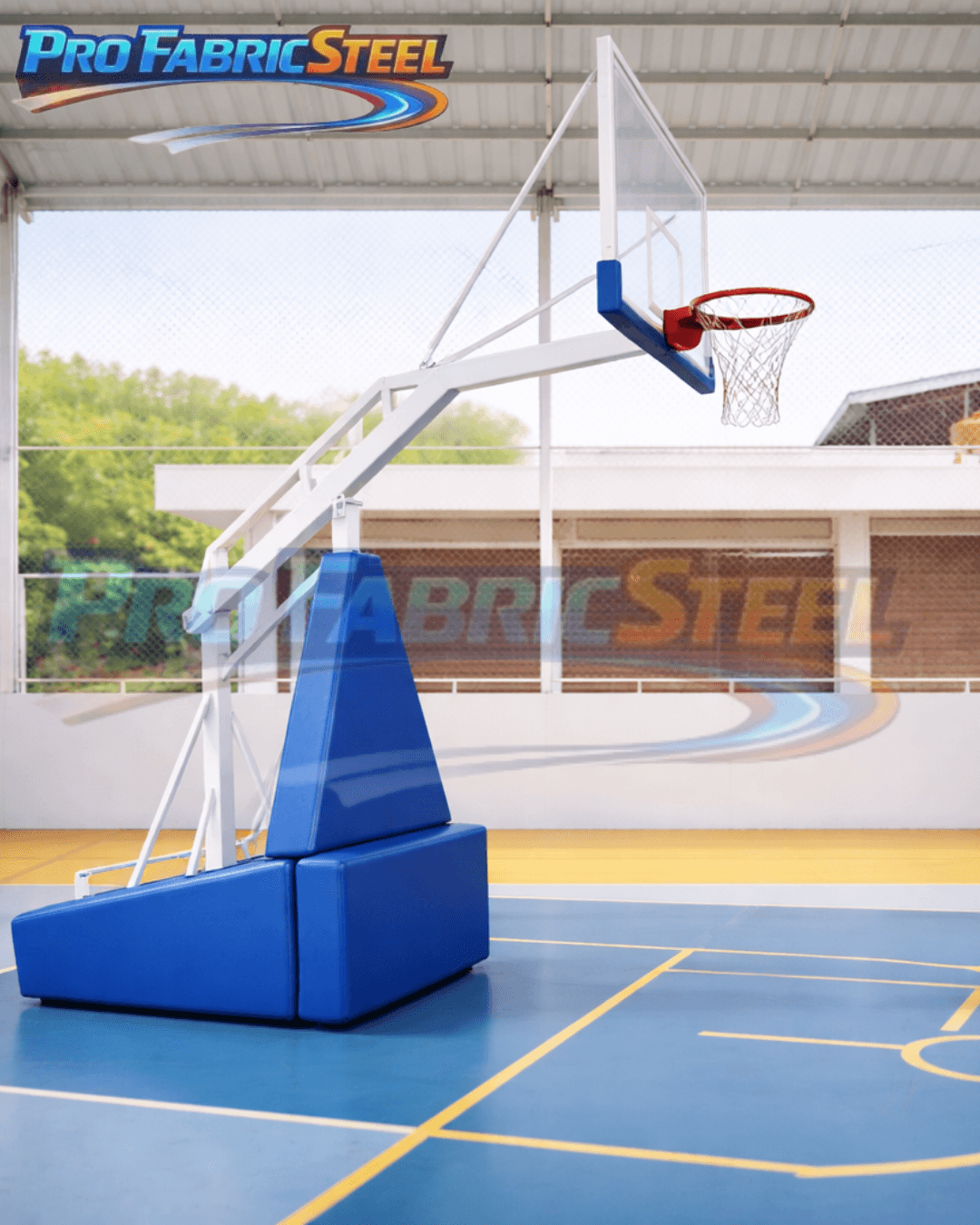 Ring Basket Portable Dewasa Standar FIBA – Tiang Basket Pindah Roda Papan Akrilik 10mm Besi Hollow foto 2