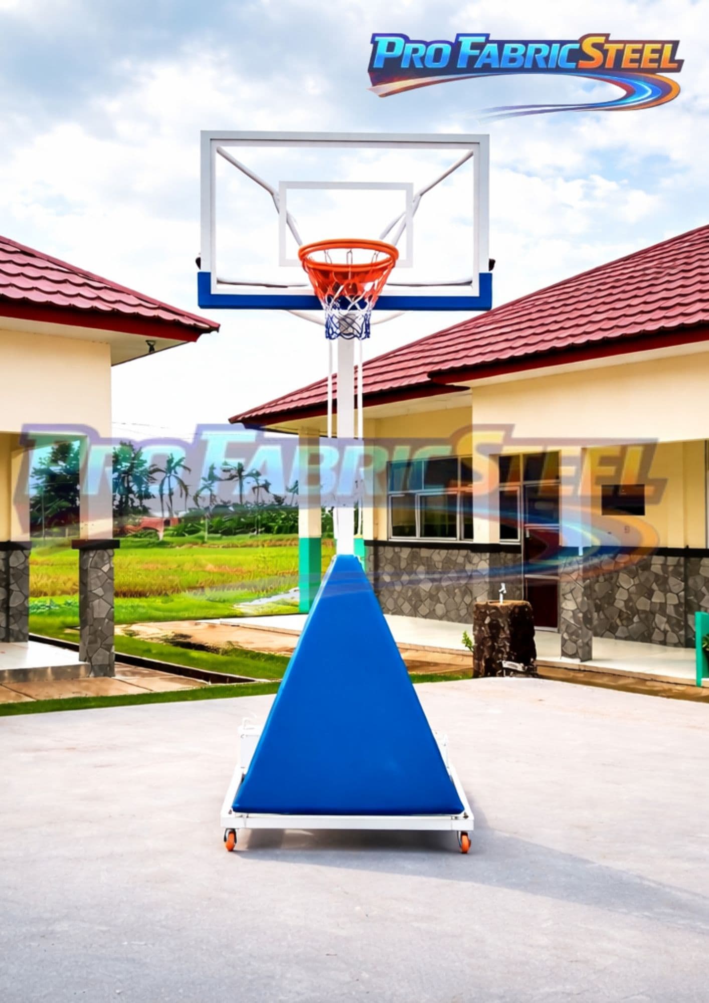 Tiang Ring Basket Portable SD SMP SMK – Ring Basket Sekolah Adjustable Akrilik 8mm Besi Hollow foto 3