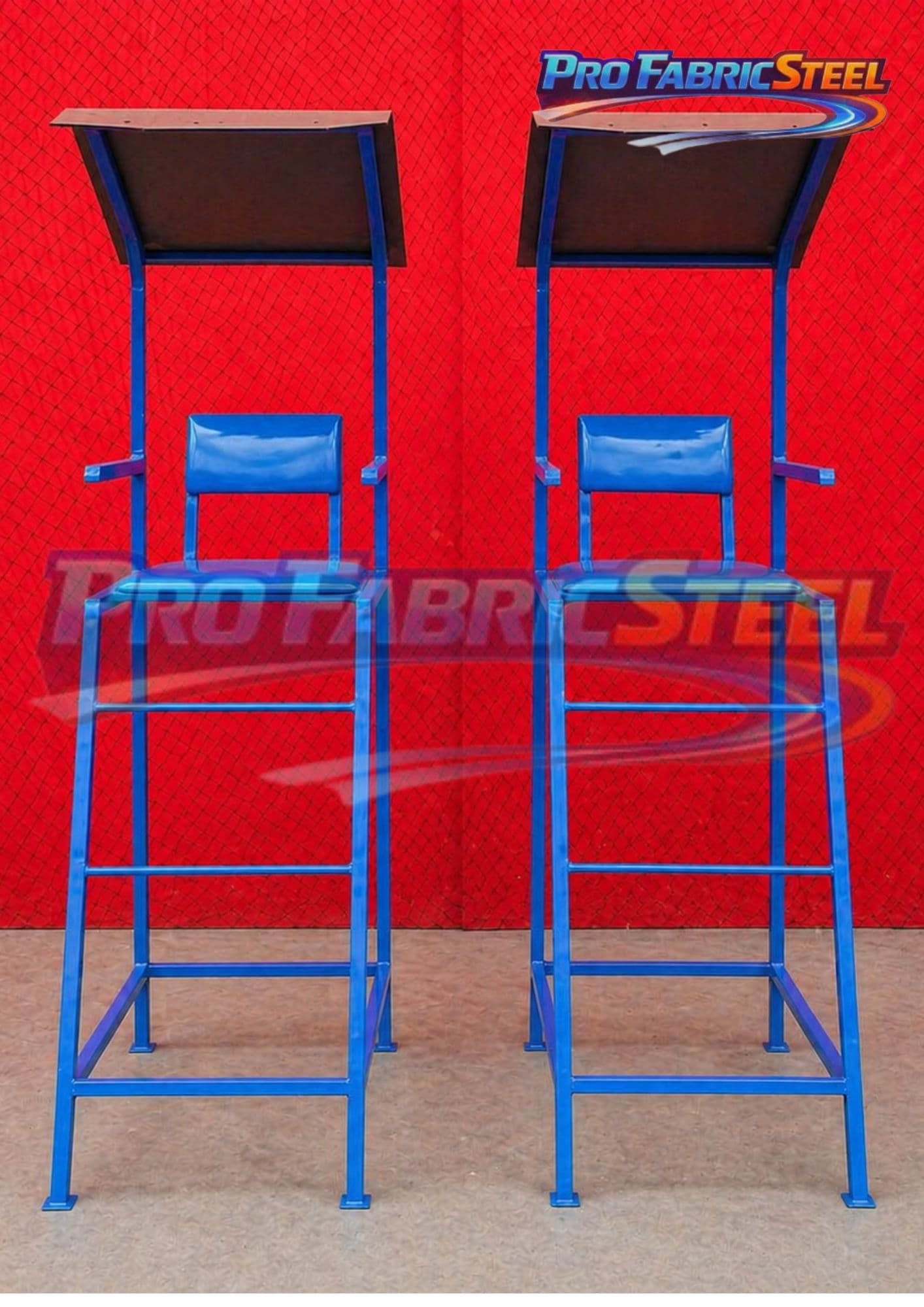 Kursi Wasit Tenis Lapangan Indoor Outdoor – Kursi Wasit Besi Hollow dengan Kanopi Akrilik Custom Warna foto 2
