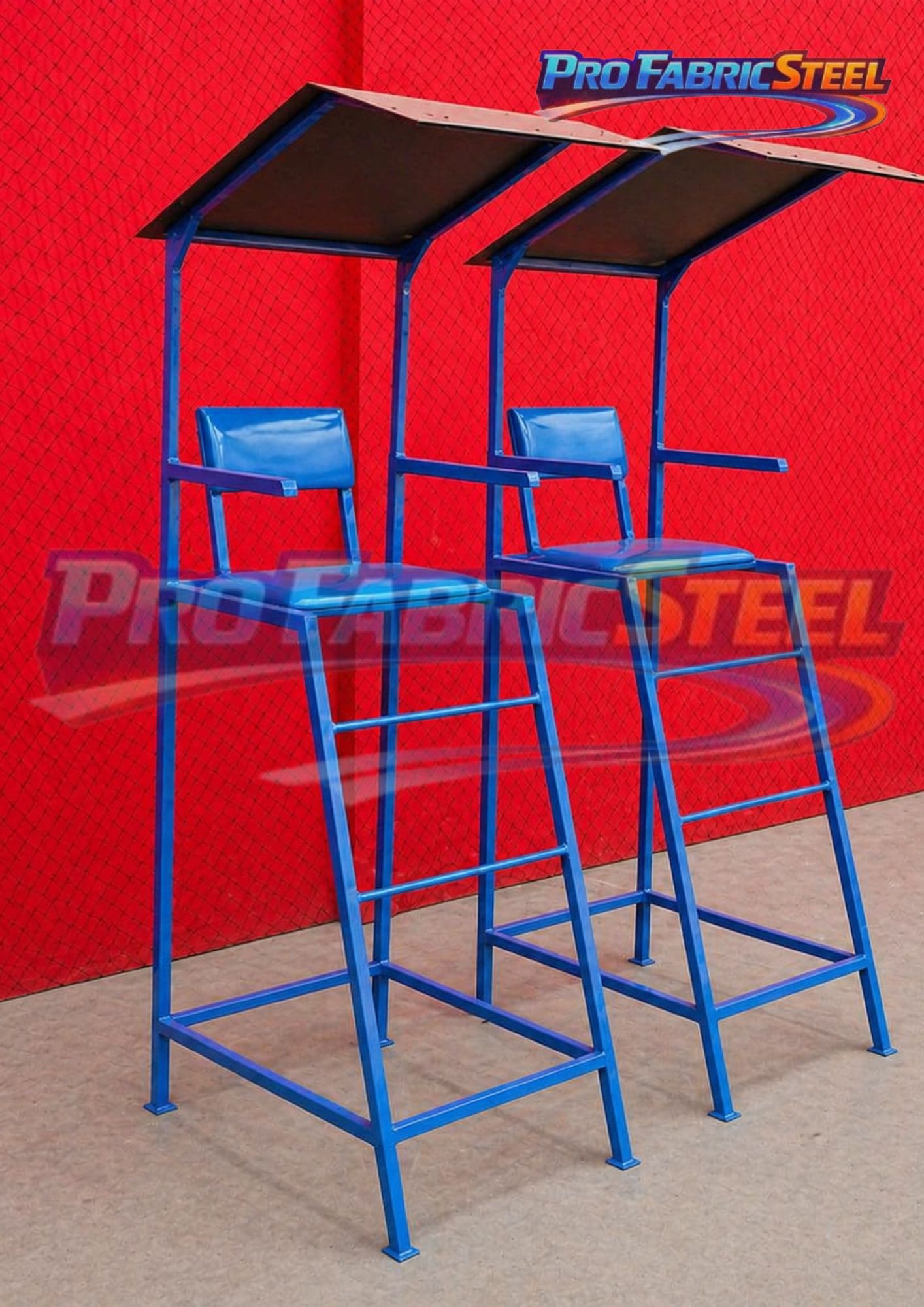 Kursi Wasit Tenis Lapangan Indoor Outdoor – Kursi Wasit Besi Hollow dengan Kanopi Akrilik Custom Warna foto 3