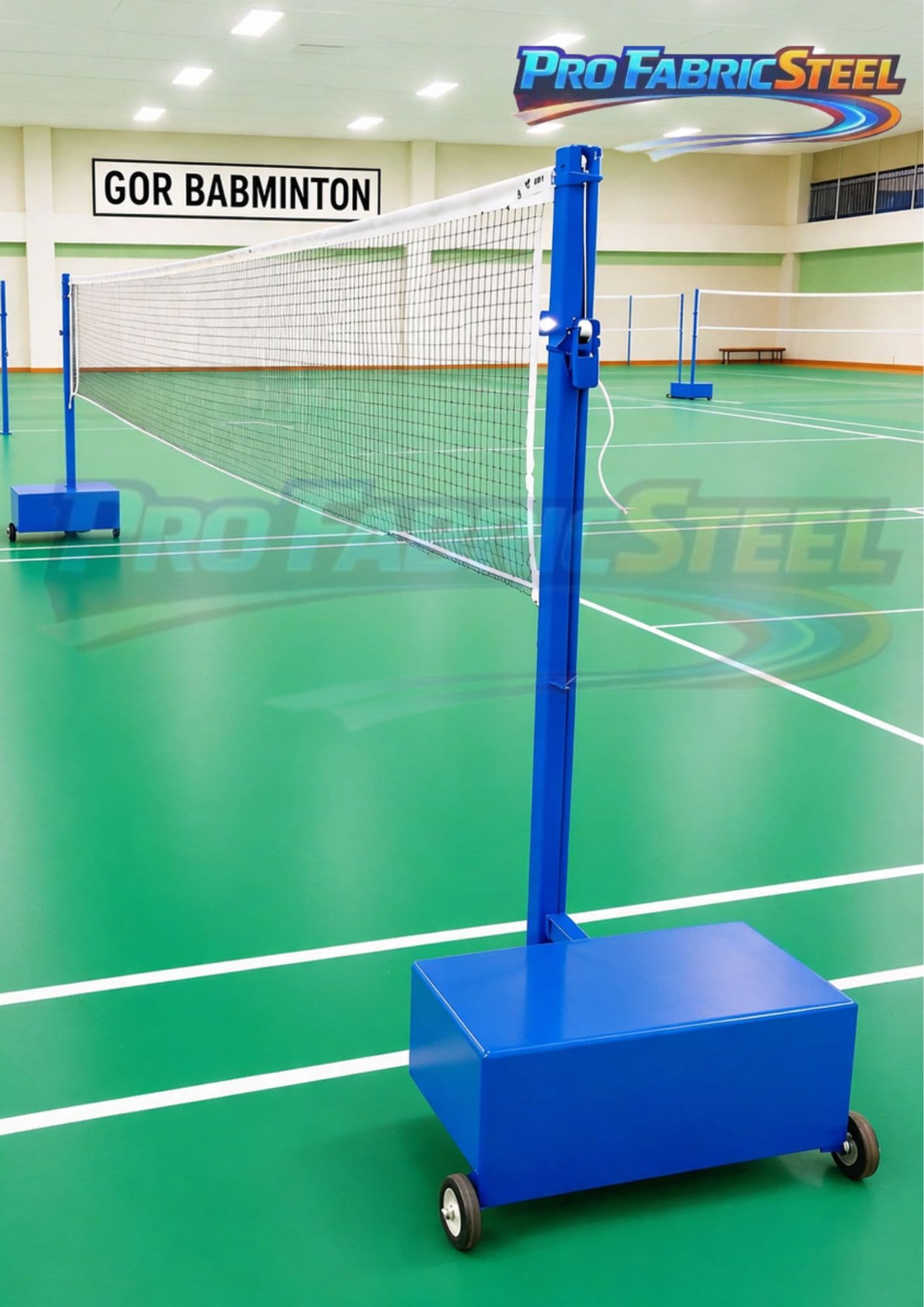 Tiang Badminton Bulutangkis Portable + Jaring Net Badminton – Tiang Net Badminton Besi Pipa 1.5 inch