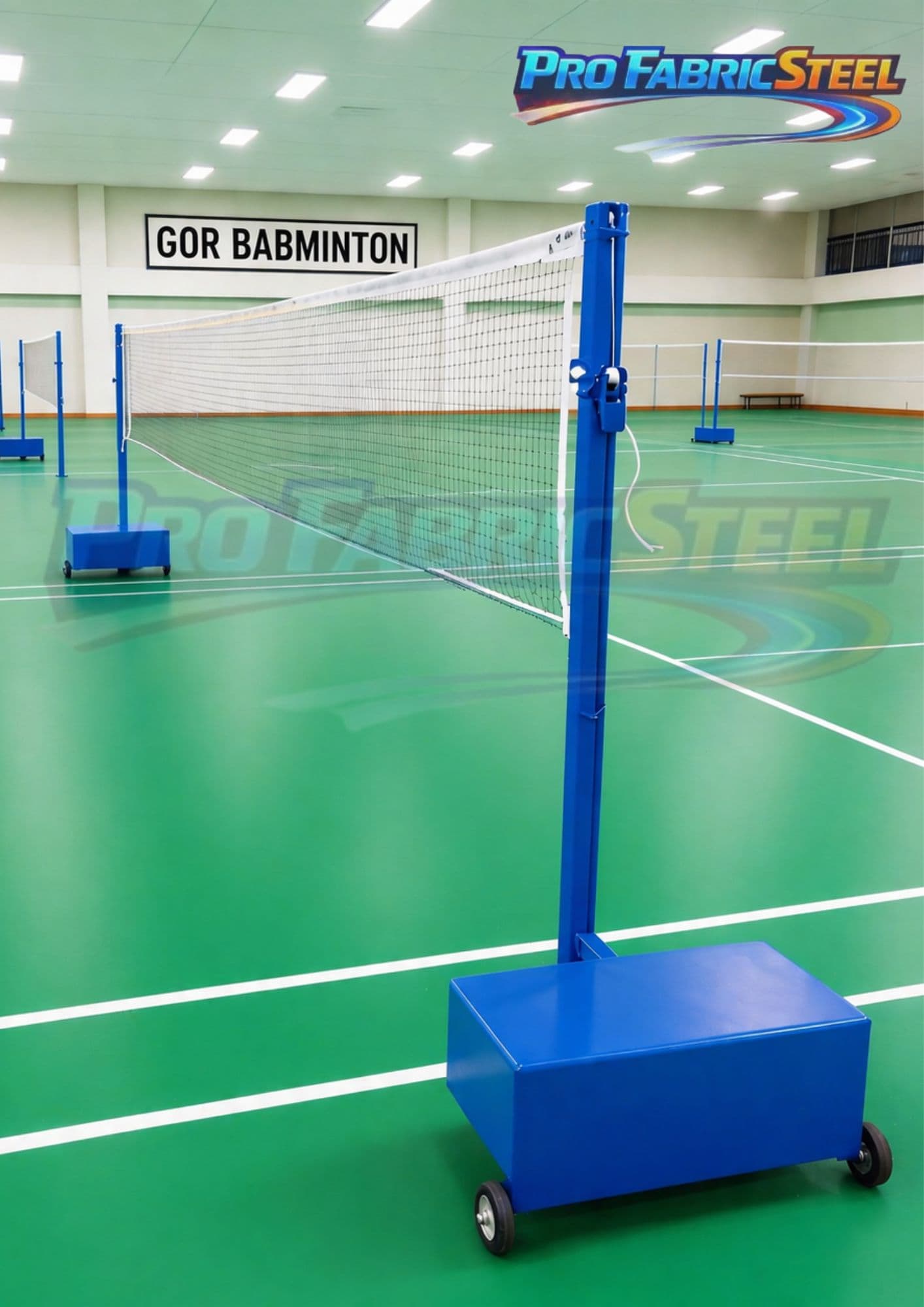 Tiang Badminton Bulutangkis Portable + Jaring Net Badminton – Tiang Net Badminton Besi Pipa 1.5 inch foto 3
