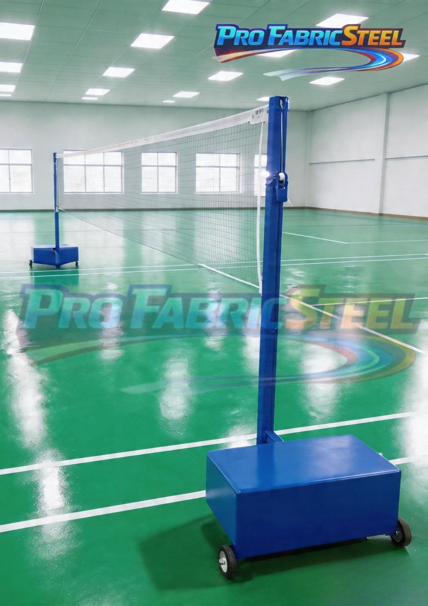 Tiang Badminton Portable 1 Set 2 Tiang Hollow 5x5 – Tiang Bulutangkis dengan Roda dan Free Net foto 3
